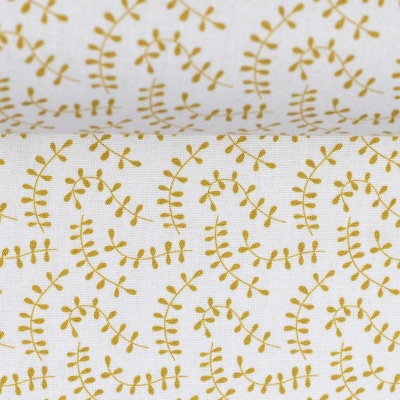 Baumwolle "Jule" weiß mit goldenen Ranken